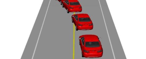 red car hitting pedestrian
