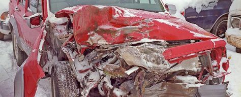 red car damaged