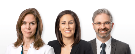 A headshot of the 3 professionals mentionned in the page, Stephanie Bonin, Pamela D'Addario and Benjamin Elkin